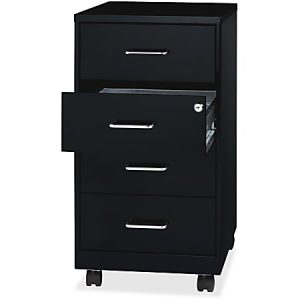 Lorell 26-1/2"D Vertical 4-Drawer Mobile File Cabinet, Black