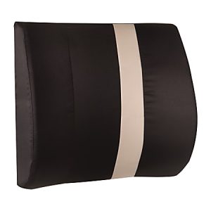 HealthSmart Vivi Relax-a-Bac Premium Lumbar Back Support Cushion Pillow, 3"H x 14W x 13D, Black/Tan Stripe