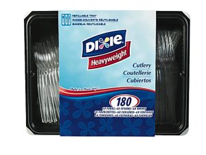 Dixie Plastic Utensils, Heavy-Weight Cutlery Variety Pack, Clear, Box Of 180 Utensils