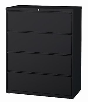 WorkPro 19"D Lateral 4-Drawer File Cabinet, Black