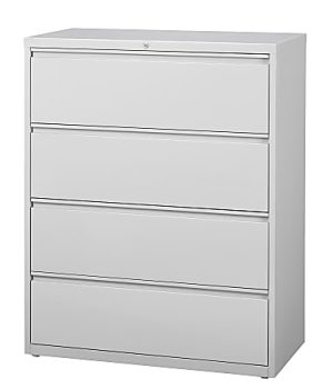 WorkPro 19"D Lateral 4-Drawer File Cabinet, Light Gray