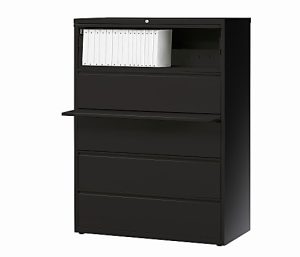 WorkPro 19"D Lateral 5-Drawer File Cabinet, Black