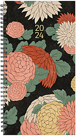 2024 Willow Creek Press Weekly/Monthly Spiral Pocket Planner, 6-1/2" x 4", Floral Punch, January To December