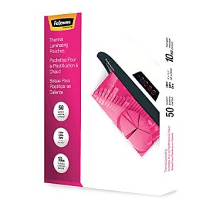 Fellowes Thermal Laminating Pouches, Glossy, 9" x 11.5", 10 Mil, Clear, Pack Of 50