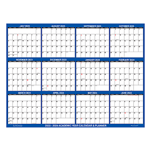 2023-2024 SwiftGlimpse Academic Monthly Erasable Wall Calendar, 32" x 48®, Navy, July To June
