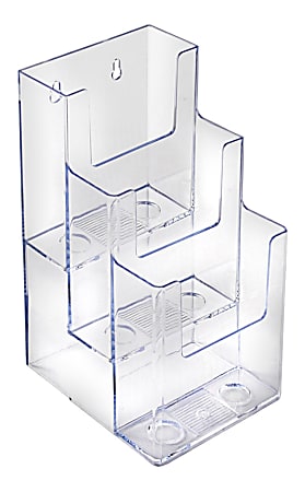 Azar Displays 3-Tier 3-Pocket Acrylic Trifold Brochure Holders, 9"H x 4-1/4"W x 5-1/4"D, Clear, Pack Of 2 Holders