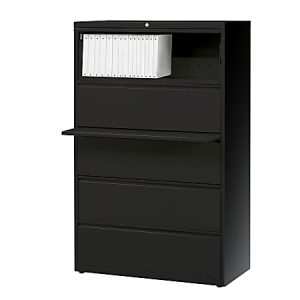WorkPro 19"D Lateral 5-Drawer File Cabinet, Black