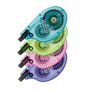 Tombow Mono Correction Tape In Retro Colors, Single Line, 394", Blueberry/Grape/Tangerine/Watermelon Applicators, Pack Of 4
