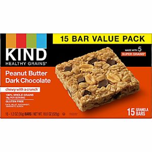 KIND Healthy Grains Bars - Trans Fat Free, Gluten-free, Low Sodium, Cholesterol-free - Peanut Butter Dark Chocolate - 1.20 oz - 15 / Box