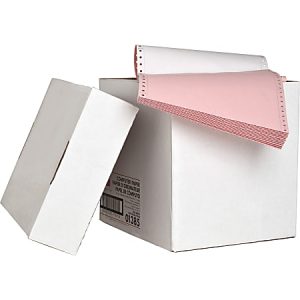 Sparco Dot Matrix Print Continuous Paper, 3-Part, Letter Size (8 1/2" x 11"), 15 Lb, Assorted, Carton Of 1,200 Forms