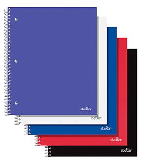 Office Depot Brand Stellar Poly Notebook, 8-1/2" x 11", 1 Subject, College Ruled, 80 Sheet, Assorted Colors, Pack Of 5 Notebooks