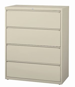 WorkPro 19"D Lateral 4-Drawer File Cabinet, Putty