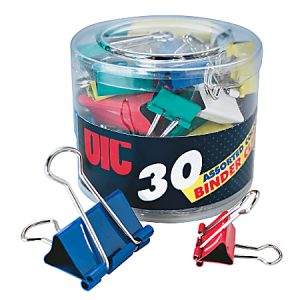 OIC Assorted Binder Clips, Assorted Sizes, Assorted Colors, Pack Of 30