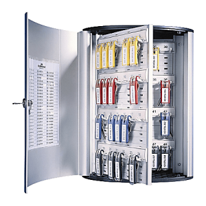 Durable 72-Key Locking Tag-Style Aluminum Key Tag Cabinet, 15 3/4" x 11 3/4" x 4 5/8", Silver