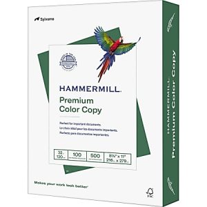 Hammermill Color Multi-Use Printer & Copier Paper, Letter Size (8 1/2" x 11"), Ream Of 500 Sheets, 100 (U.S.) Brightness, 32 Lb, White