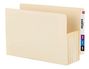 Smead TUFF End-Tab File Pockets, 5 1/4" Expansion, Letter Size, Manila, Box Of 10