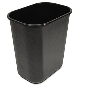 Boardwalk Soft-Sided Rectangular Prism Plastic Wastebasket, 28 Qt, 15"H x 11"W x 14 3/8"D, Black