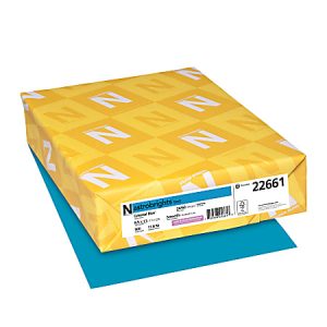 Neenah Astrobrights Bright Color Copier Paper, Letter Size (8 1/2" x 11"), Ream Of 500 Sheets, 24 Lb, FSC Certified, Celestial Blue