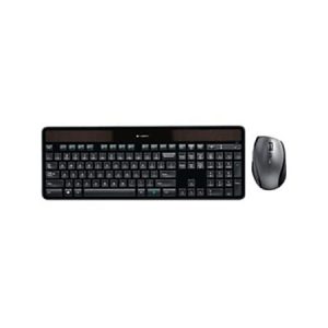 Logitech Wireless Keyboard & Mouse, Straight Compact Keyboard, Black, Right-Handed Laser Mouse, MK750