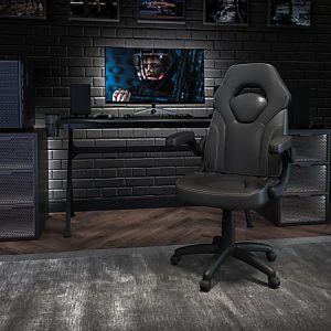 Flash Furniture X10 Ergonomic LeatherSoft Faux Leather High-Back Racing Gaming Chair With Flip-Up Arms, Black