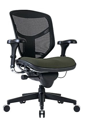 WorkPro Quantum 9000 Series Ergonomic Mesh/Premium Fabric Mid-Back Chair, Black/Olive, BIFMA Compliant
