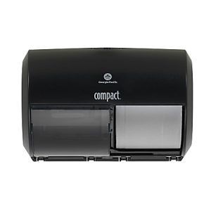 Georgia-Pacific Compact by GP PRO 2-Roll Side-by-Side Coreless High-Capacity Toilet Paper Dispenser, Black