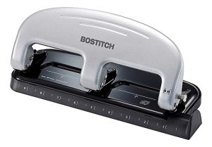 Bostitch® EZ Squeeze® Three-Hole Punch, 20 Sheet Capacity, Black/Silver