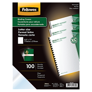 Fellowes Clear Presentation Binding Covers, 8 1/2" 11", Clear, Pack Of 100