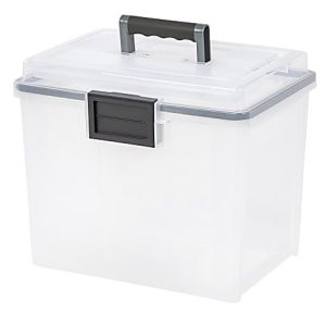 Iris Weathertight Mobile Storage File Box, 11 1/2" x 13 3/4" x 10 7/16", Clear