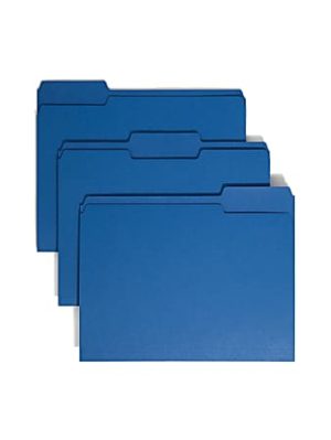 Smead Color File Folders, Letter Size, 1/3 Cut, Navy, Box Of 100