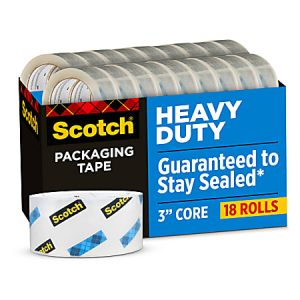 Scotch Heavy-Duty Shipping Packing Tape, 1-7/8" x 54.6 Yd., Pack Of 18 Rolls