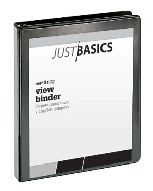 Just Basics Basic View 3-Ring Binder, 1" Round Rings, Black