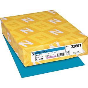 Wausau Astrobrights Laser/Inkjet Printable Multi-Use Cards, Letter Size (8 1/2" x 11"), Pack Of 250 Cards, 65 Lb, 30% Recycled, Celestial Blue