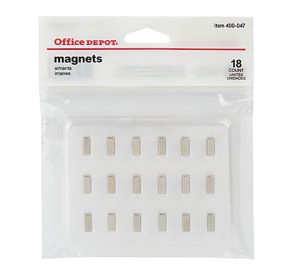 Office Depot Brand Neodymium Magnets, Silver, 0.39", Pack of 18