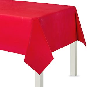Amscan Flannel-Backed Vinyl Table Covers, 54 x 108, Apple Red, Set Of 2 Covers