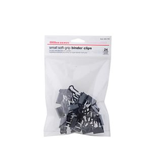Office Depot Brand Binder Clips, Small, 3/4" Wide, 3/8" Capacity, Black, Pack Of 24