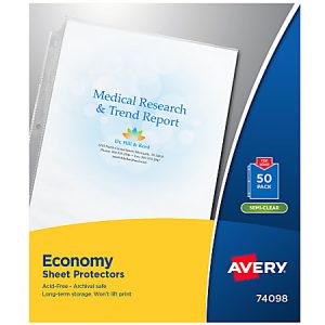 Avery Economy Sheet Protectors, Top Load, 8-1/2" x 11", Semi-Clear, 50 Document Protectors