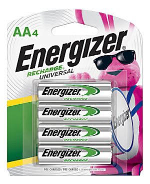 Energizer Rechargeable NiMH AA Batteries, Pack Of 4