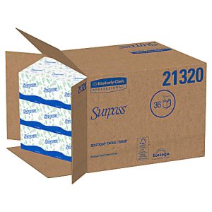 Surpass Boutique 2-Ply Facial Tissue Cube, Unscented, 90 Sheets Per Box, Case of 36 Boxes