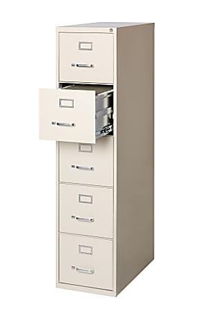 WorkPro 26-1/2"D Vertical 5-Drawer File Cabinet, Putty