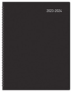 2023-2024 Office Depot Brand 14-Month Weekly/Monthly Academic Planner, Vertical Format, 8" x 11", 30% Recycled, Black, July 2023 to August 2024