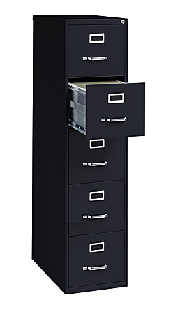 WorkPro 26-1/2D Vertical 5-Drawer File Cabinet, Black