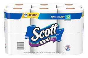 Scott 1000 Toilet Paper, 1000 Sheets Per Roll, Pack Of 12 Rolls