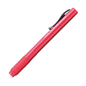Pentel Rubber Grip Clic Eraser - Lead Pencil - Refillable - Pen - Retractable, Latex-free Grip, Pocket Clip, Ghost Resistant, Non-abrasive - 1Each - Red