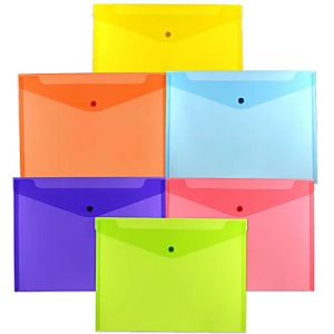 JAM Paper Plastic Letter Booklet Envelopes, 9-3/4" x 13", Snap Closures, Assorted Colors, Pack Of 6 Envelopes