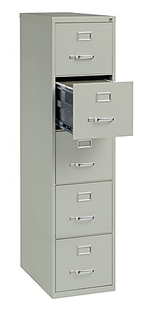 WorkPro 26-1/2D Vertical 5-Drawer File Cabinet, Light Gray