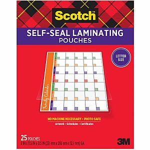 Scotch Self-Sealing Laminating Pouch, 9" x 11"