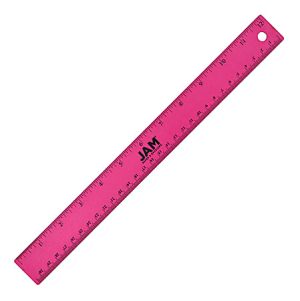 JAM Paper Non-Skid Stainless-Steel Ruler, 12", Fuchsia Pink