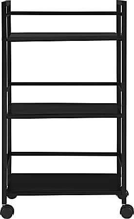 Ameriwood Home Marshall 3-Shelf Metal Rolling Utility Cart, Black
