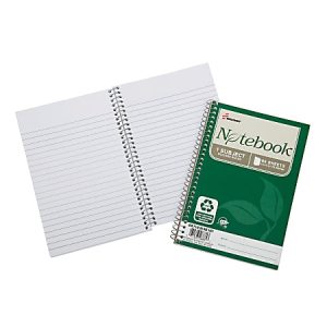 SKILCRAFT Spiral Notebook, 5" x 7-1/2", 1 Subject, College Rule, 80 Sheets, 100% Recycled, Green, Pack of 6